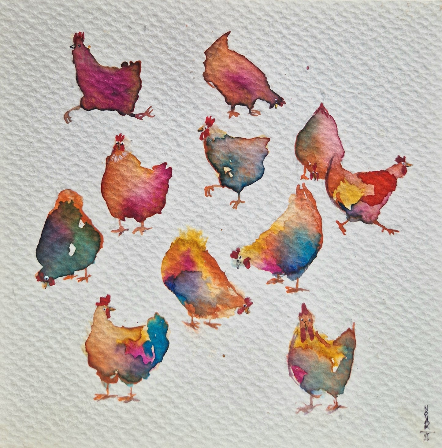 ChickenDay 14X14 Watercolor