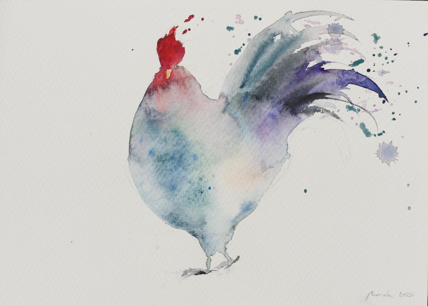 White Rooster 29X21 Watercolor