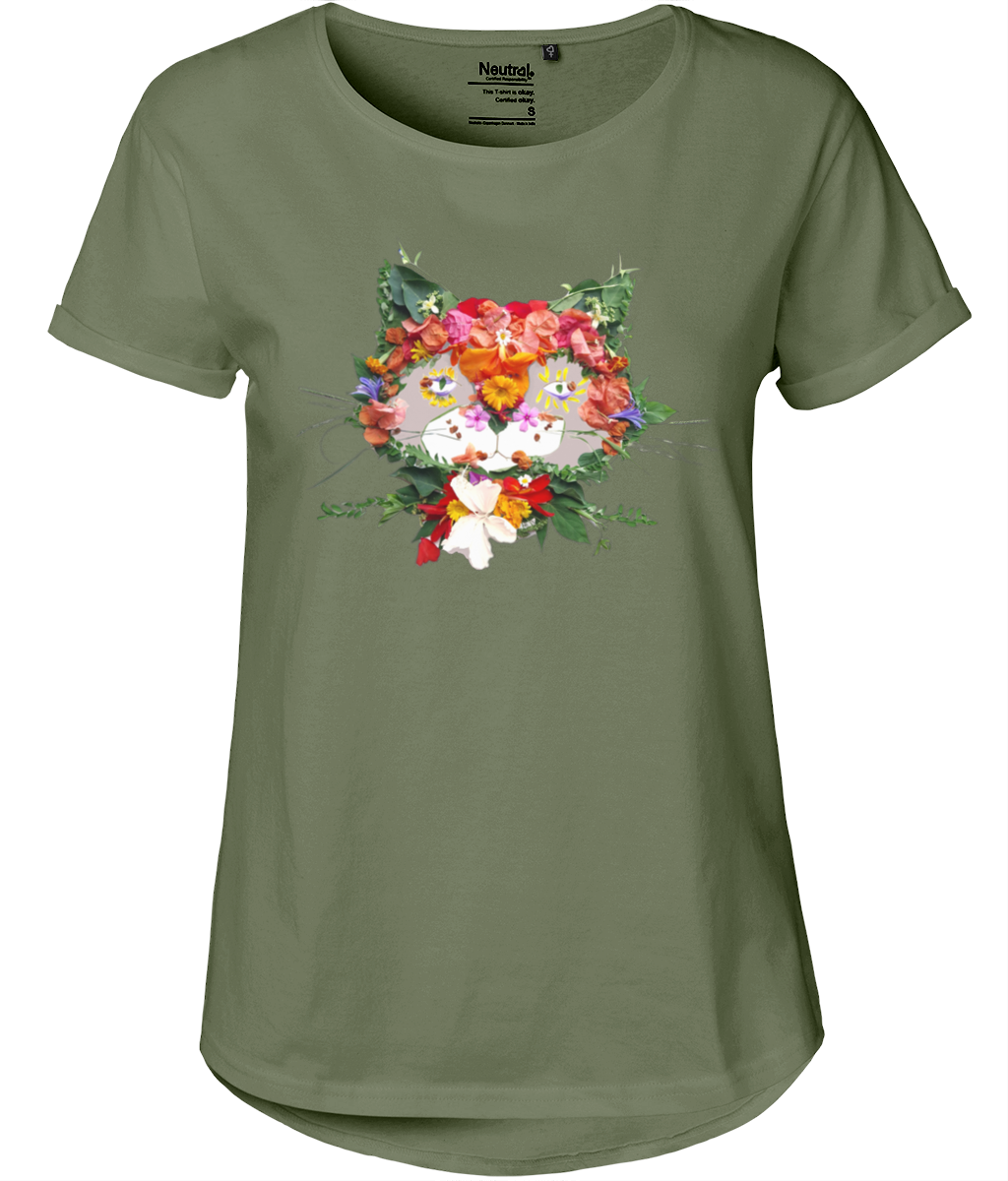 "Floral Cat" Body Fit T-Shirt