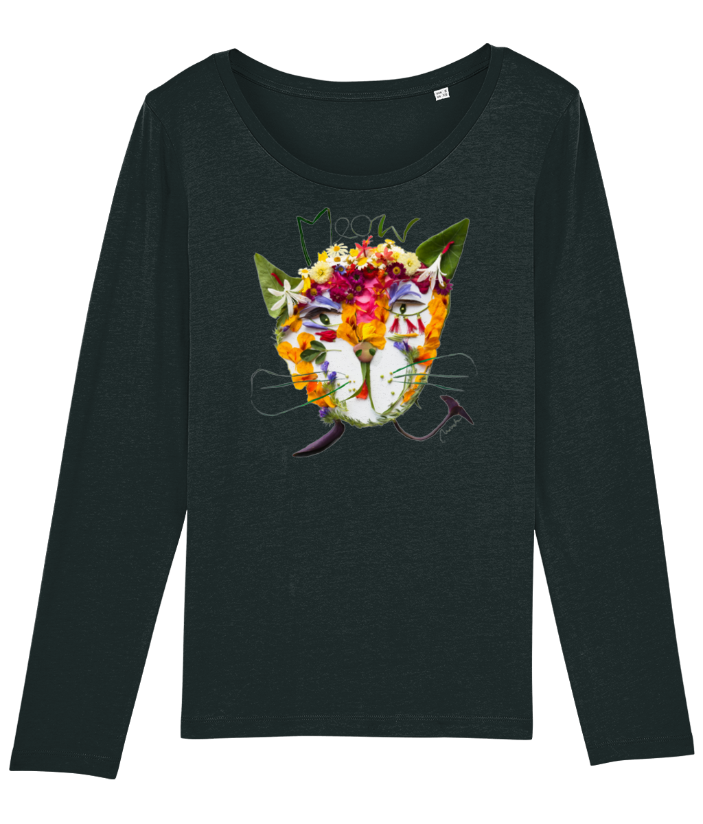 "Floral Garfield" Long Sleeve Light Weight T-Shirt