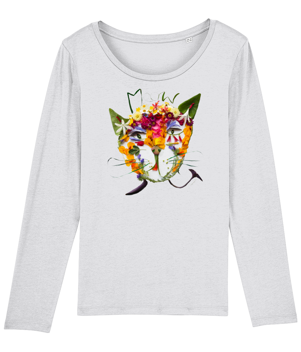 "Floral Garfield" Long Sleeve Light Weight T-Shirt