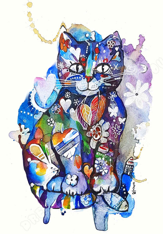 Cat Story 17X24 Watercolor