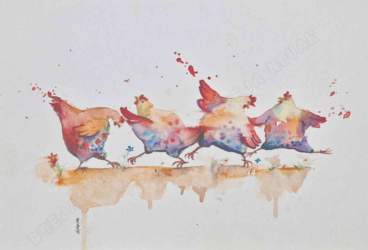 Chicken Run Watercolor | Dreja Novak