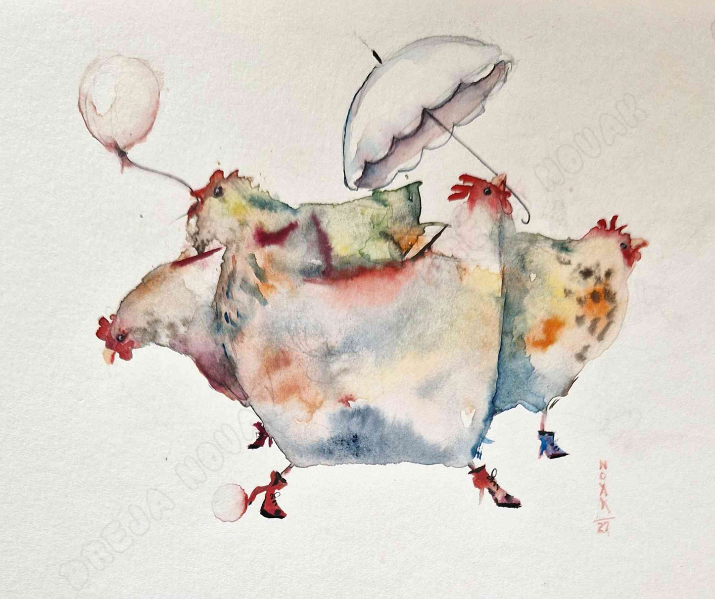 Girls Having Fun Watercolor | Dreja Novak