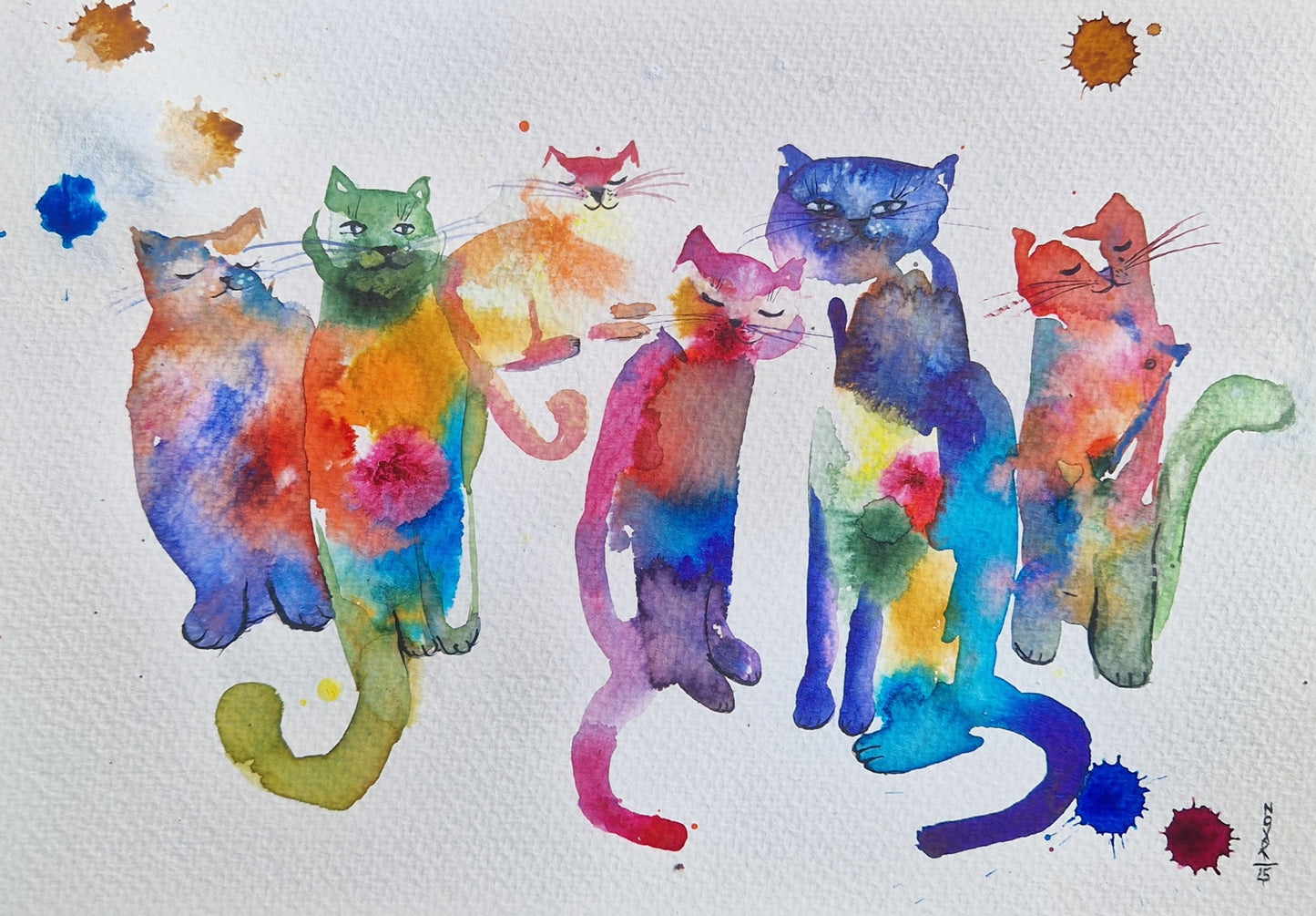 Loly Cats 29X21 Watercolor