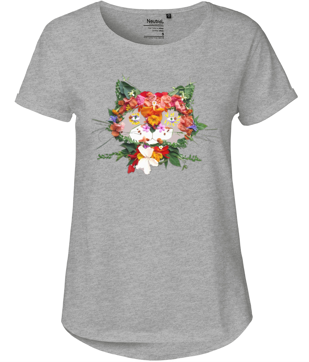 "Floral Cat" Body Fit T-Shirt