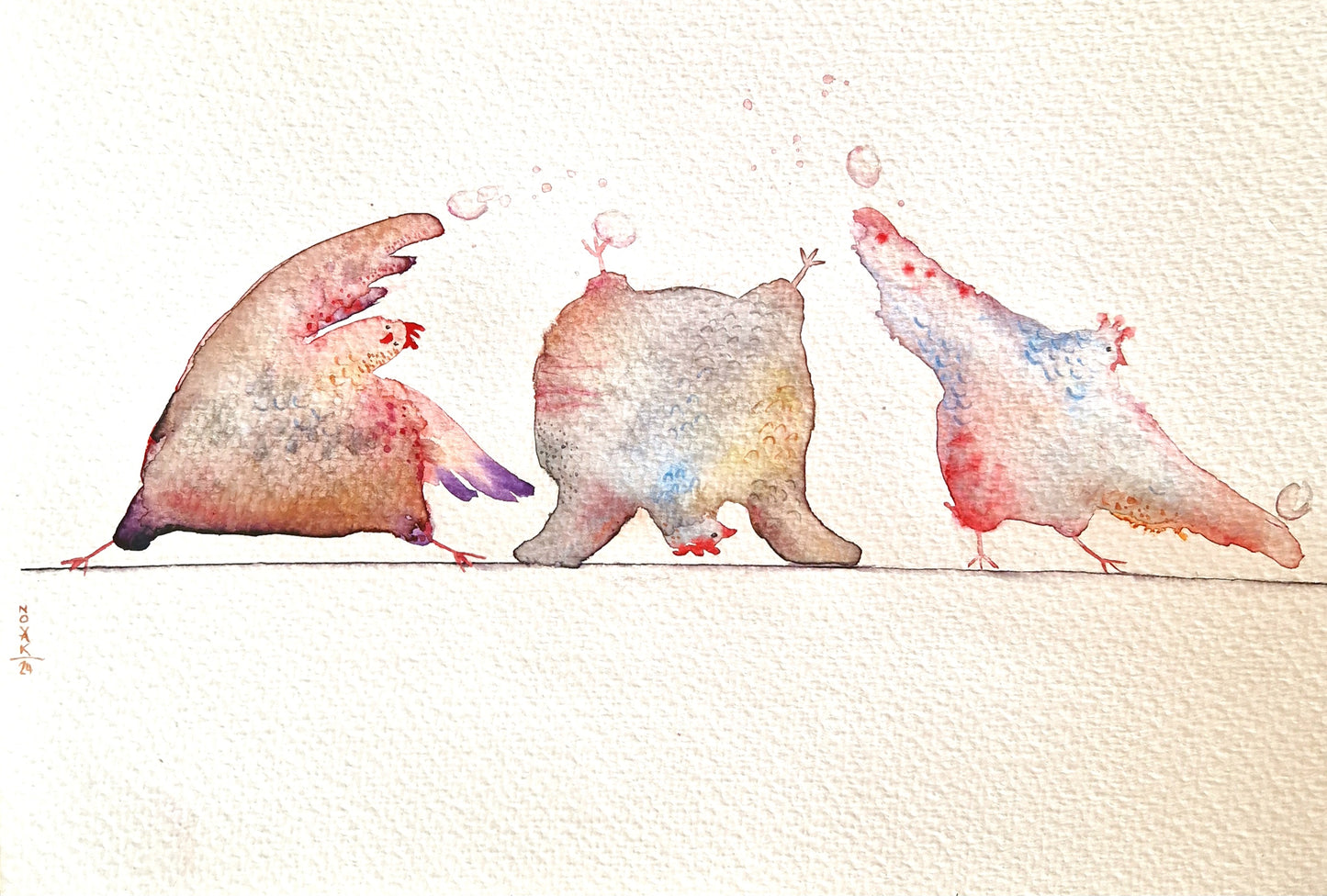 Chicks Yoga 29X21 Watercolor