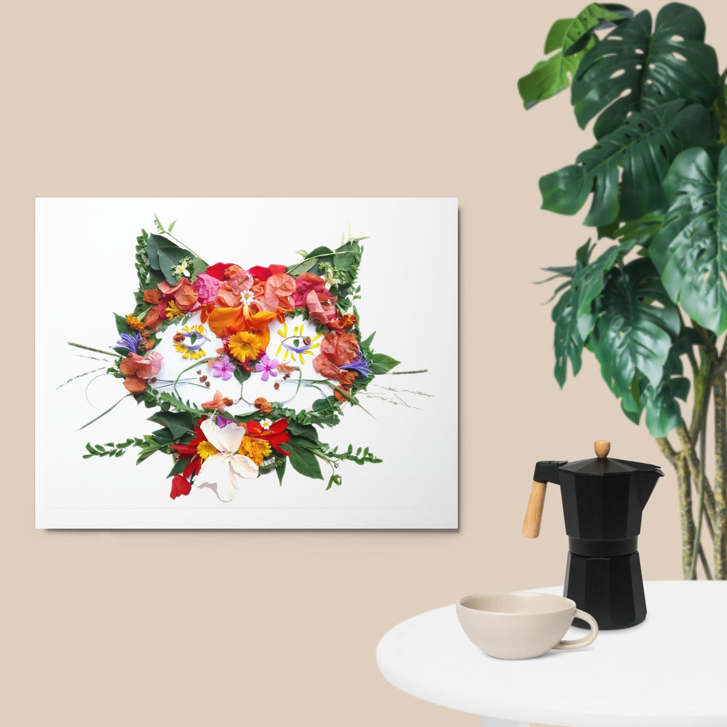 Floral Cat Metal prints